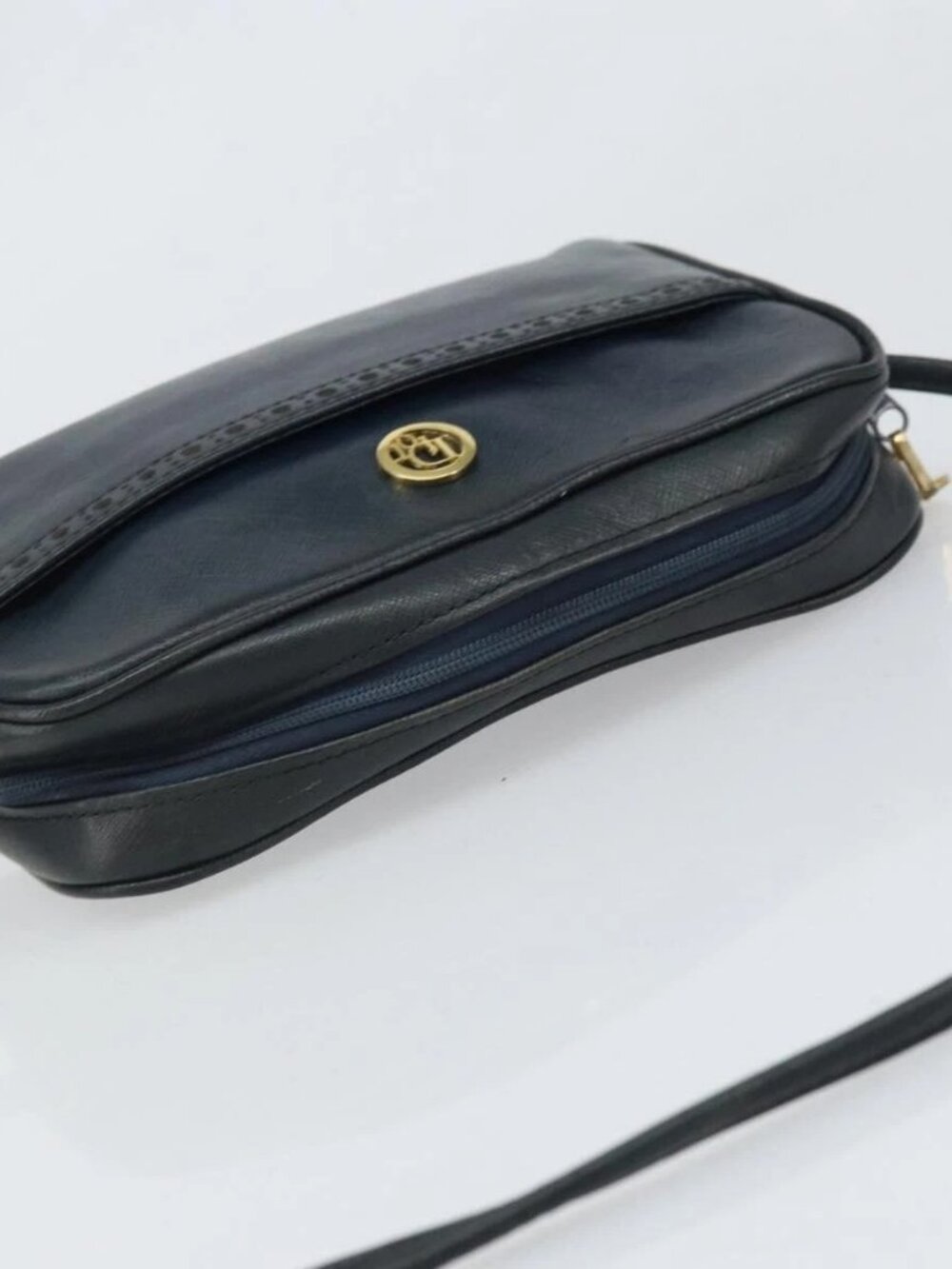 Christian Dior Shoulder Bag Leather Navy Gold Auth bs33276 - Picture 7 of 15